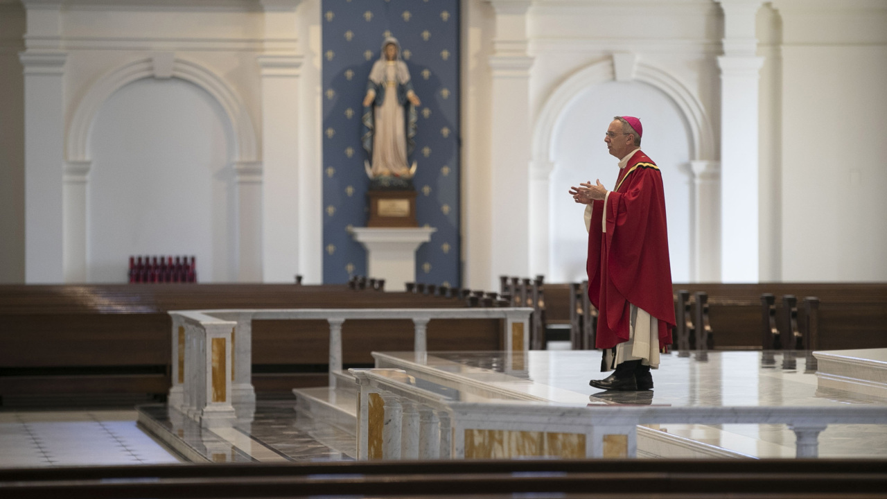 Bishop celebrates Palm Sunday in empty cathedral