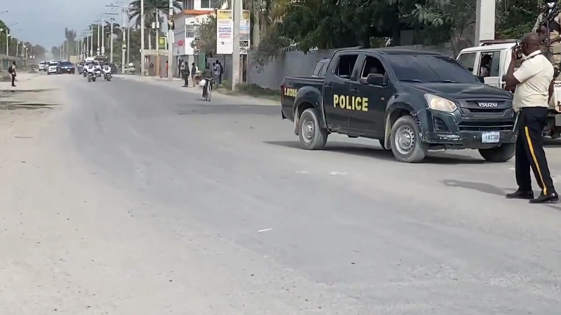 Senior Haiti police commissioner’s vehicle leads State Antony Blinken’s motorcade