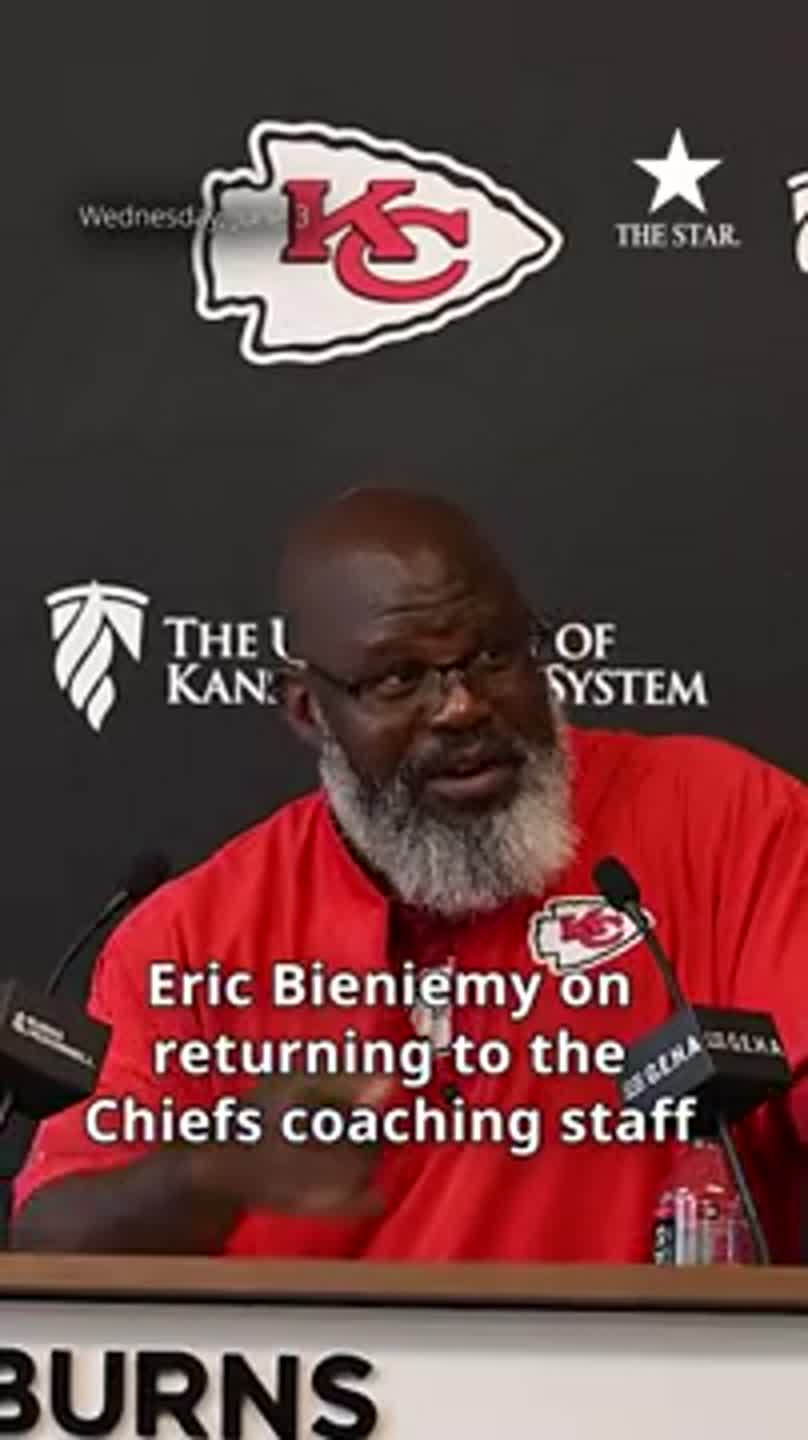 'Feels good to be back home': Eric Bieniemy on returning to Chiefs' coaching staff