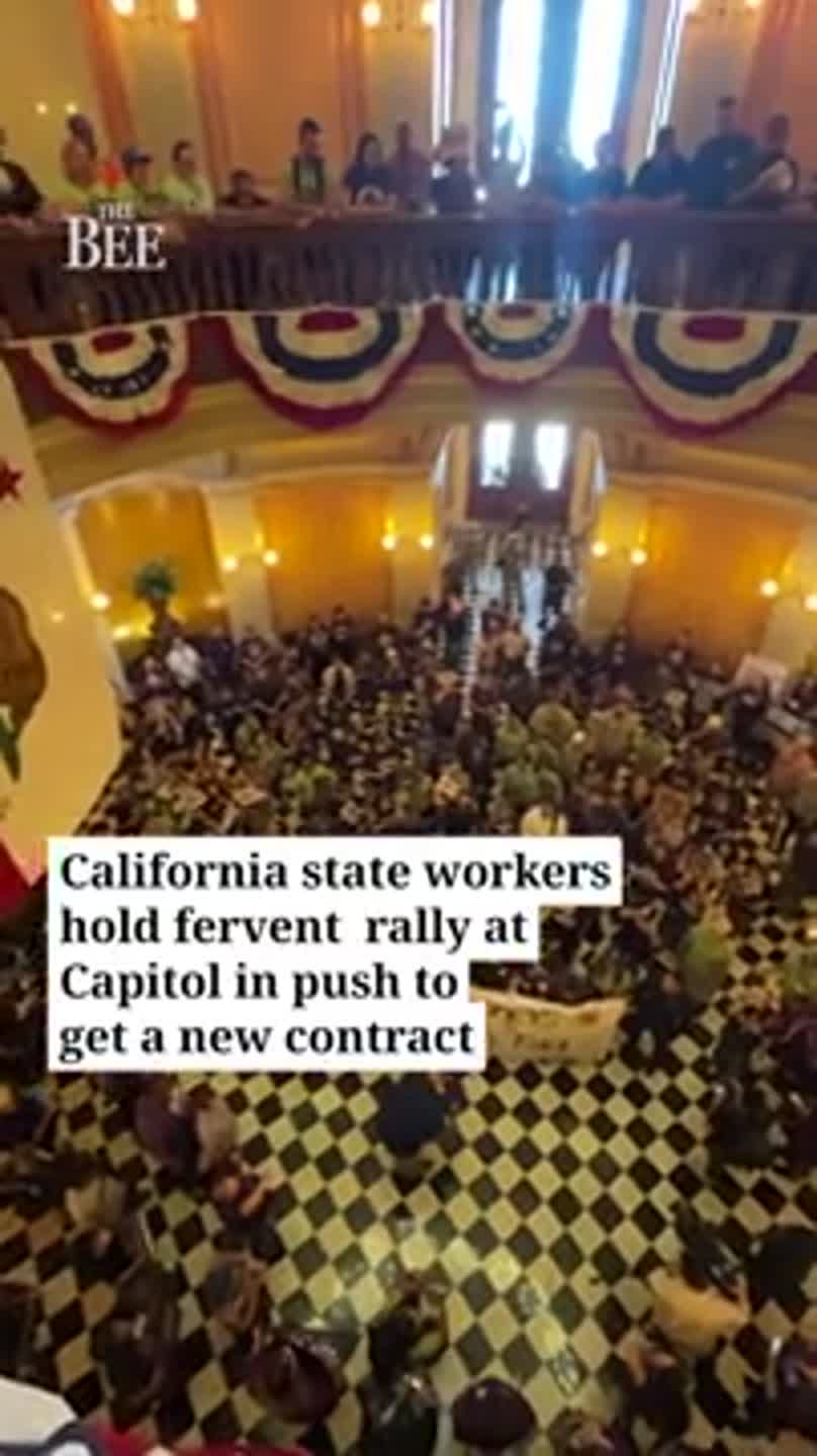 California state workers hold fervent rally at Capitol in push for contract