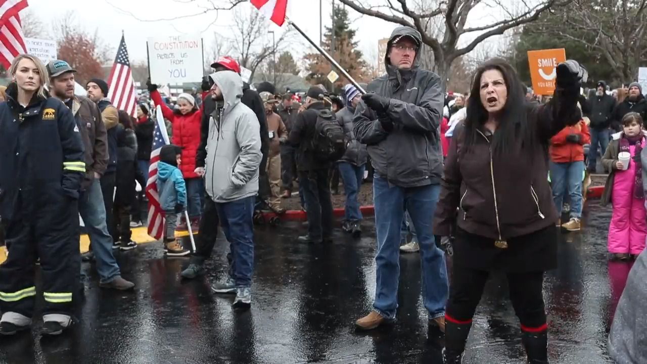 Crowd protests Central District Health mask mandate