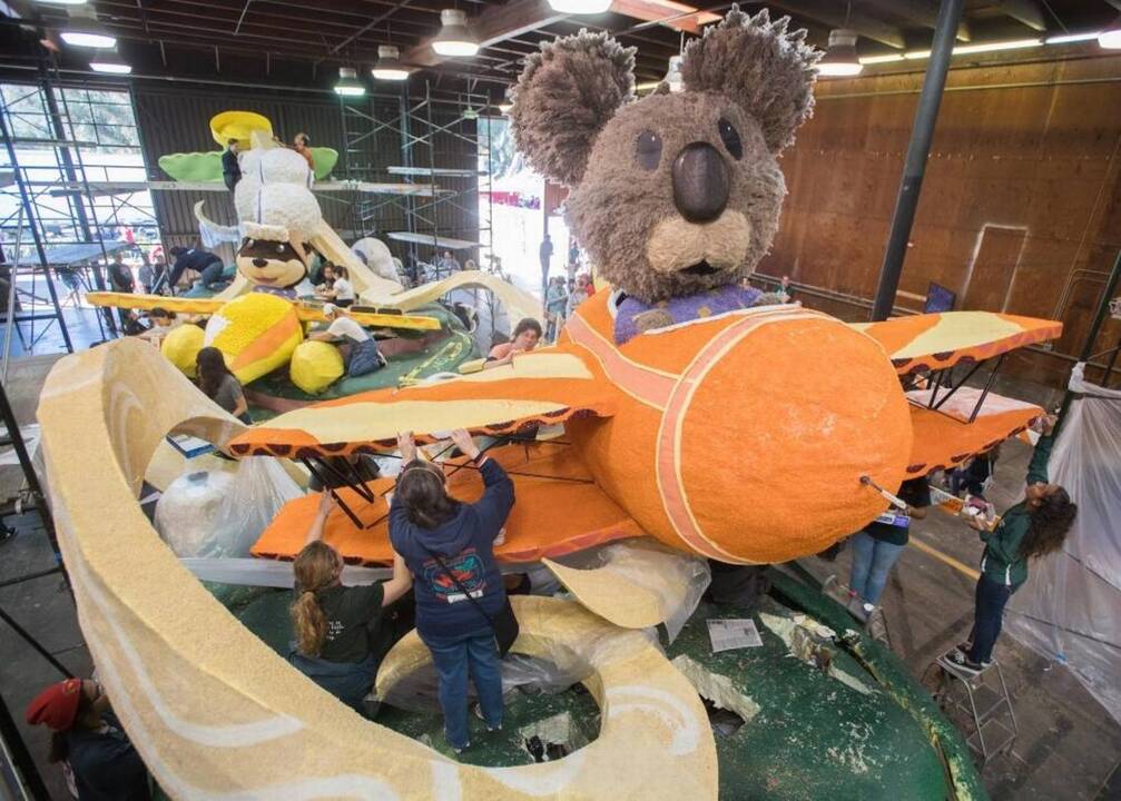 Cal Poly Rose Float ready for takeoff at 2018 Rose Parade