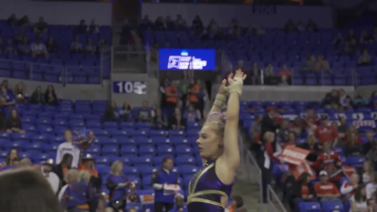 Sarah Edwards sticks the landing on vault at NCAA Championships