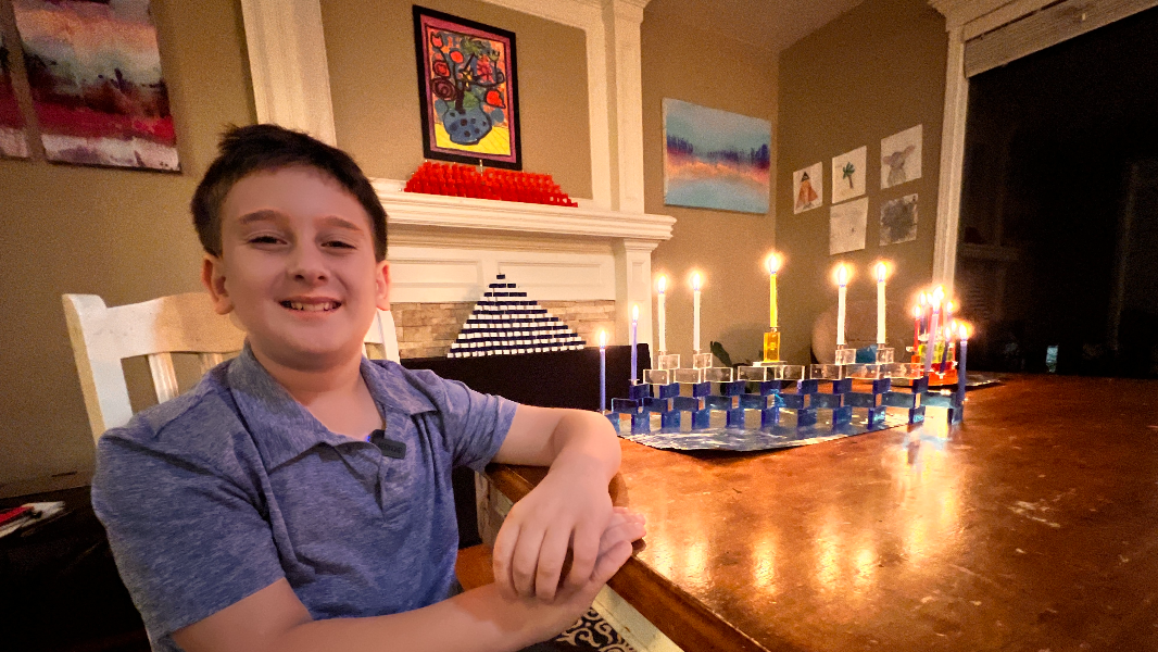 Johnson County 9-year-old builds Hanukkah menorahs from dominoes