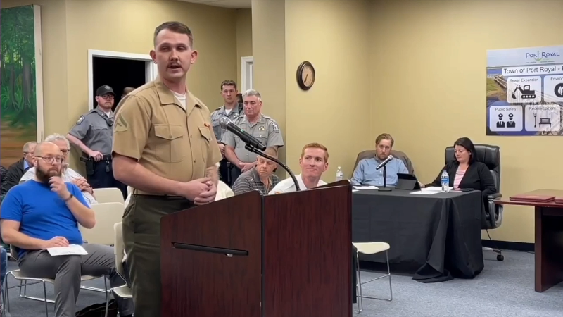 Marine stationed at MCAS Beaufort thanks first responders who saved his life