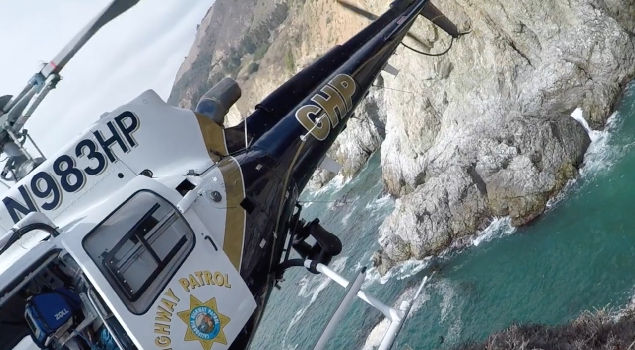 Watch California Highway Patrol air rescue a man at McWay Cove
