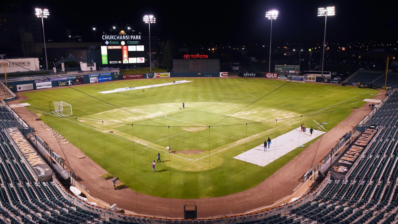 Watch timelapse magic as soccer field changes to baseball infield at Chukchansi Park