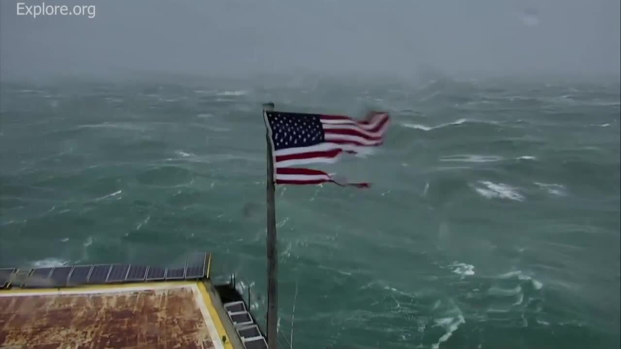 Hurricane Florence winds shred US flag atop Frying Pan Tower