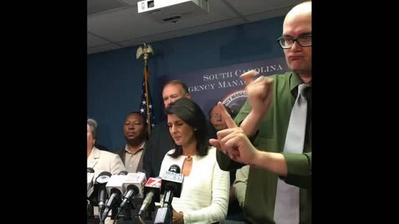 S.C. Gov. Haley thanks deaf interpreter for being a "rock star" during Hurricane Matthew