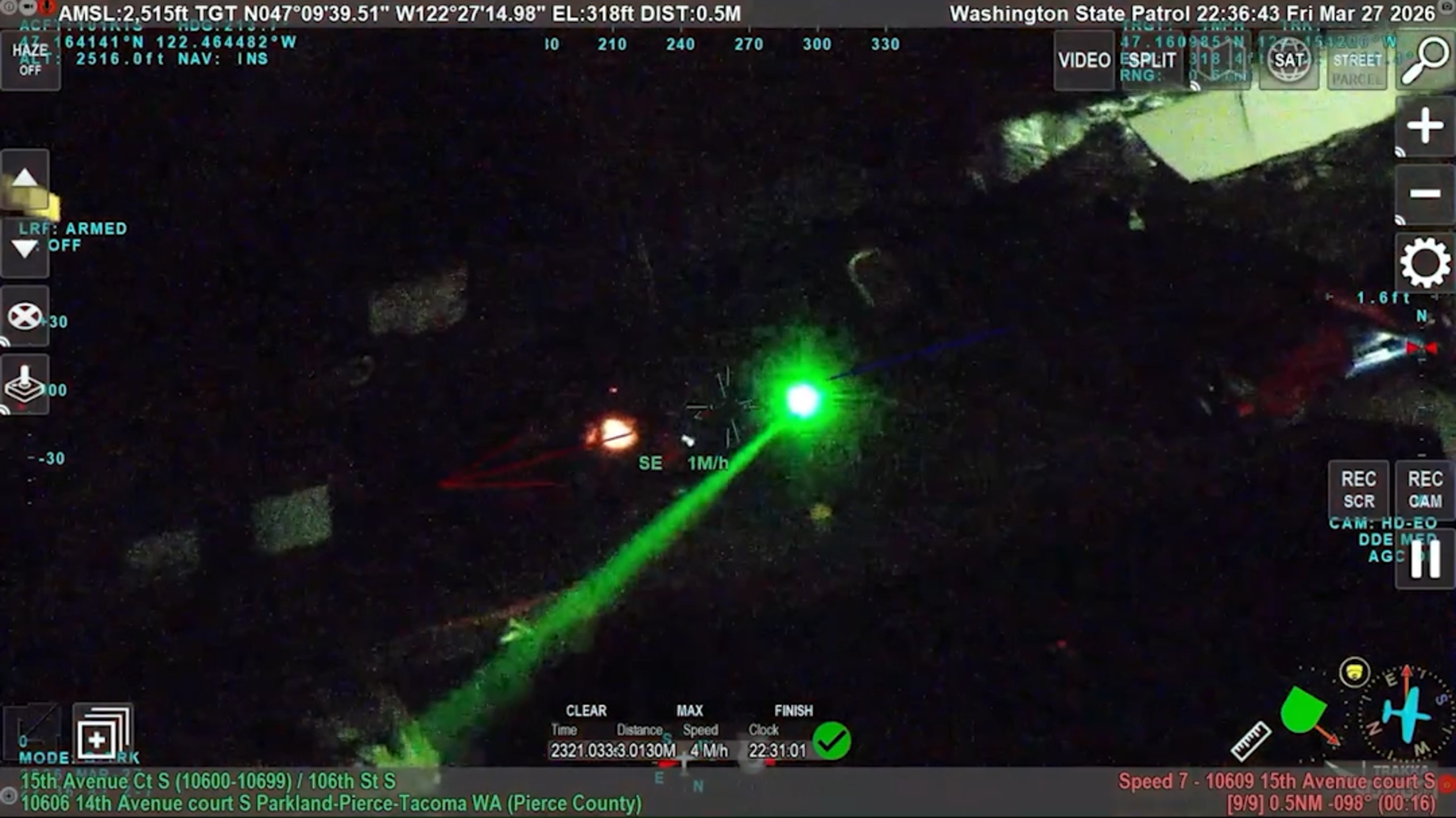 Pierce County deputies arrest woman for shining laser on WSP aircraft