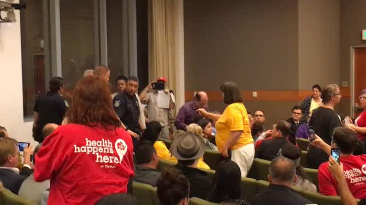 Video: Sacramento police arrest protester at minimum wage hearing