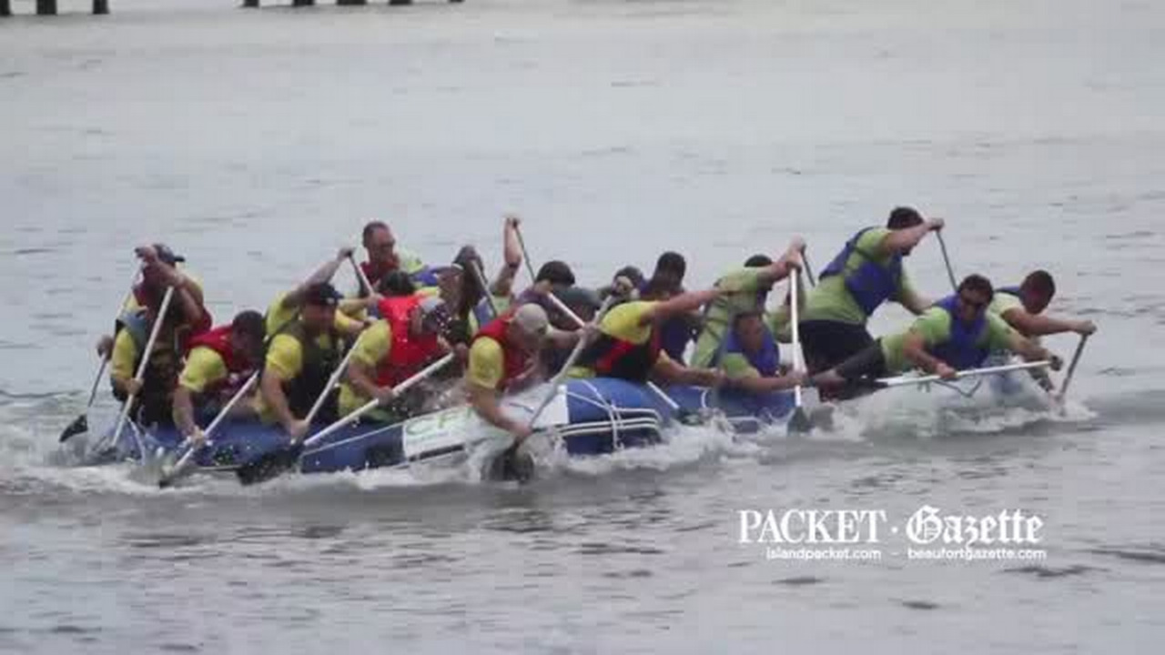Video: '#limbwalkers' win Beaufort Water Festival raft race for second year