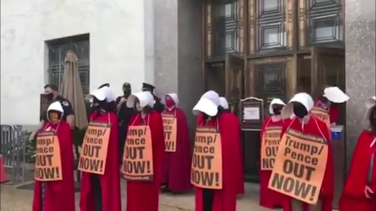 ‘Handmaids’ protest as Senate Judiciary Committee approves Barrett Nomination