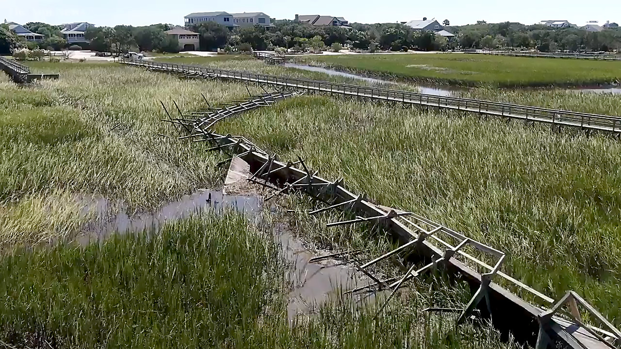 Fly over damage on Pawleys Island after Hurricane Dorian