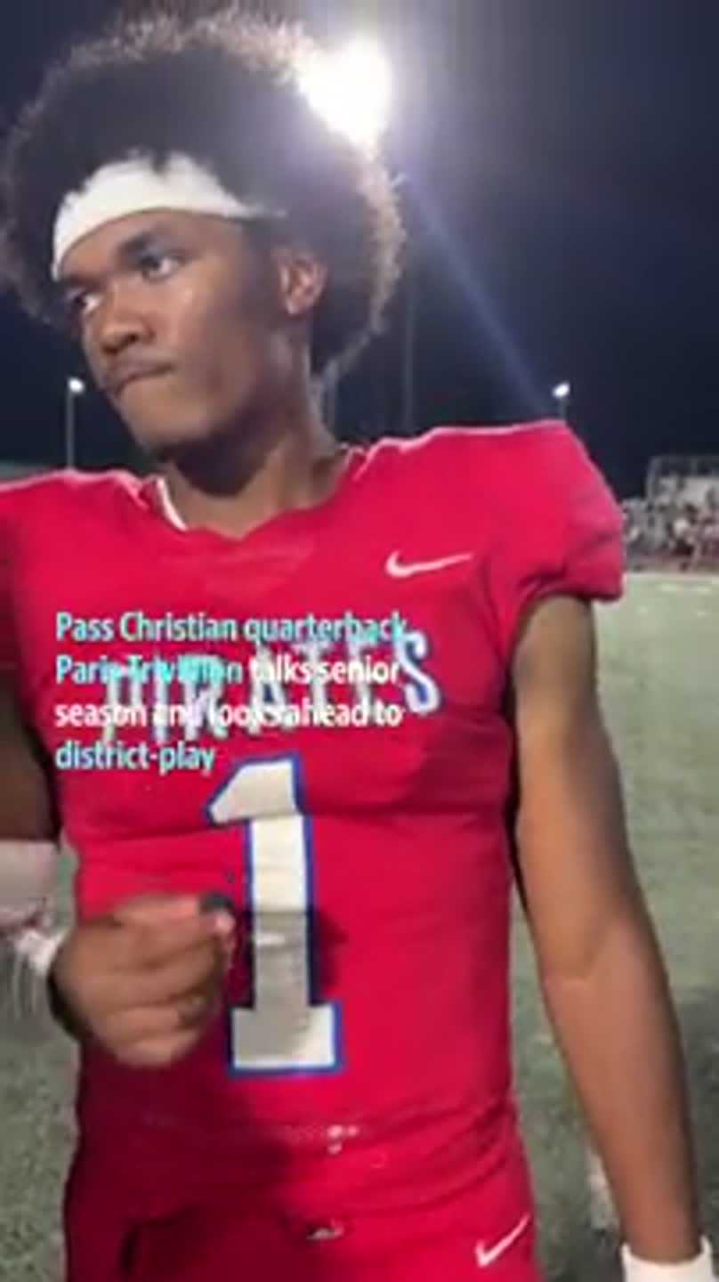 Pass Christian quarterback Paris Trivillion speaks after win over Saint Stanislaus