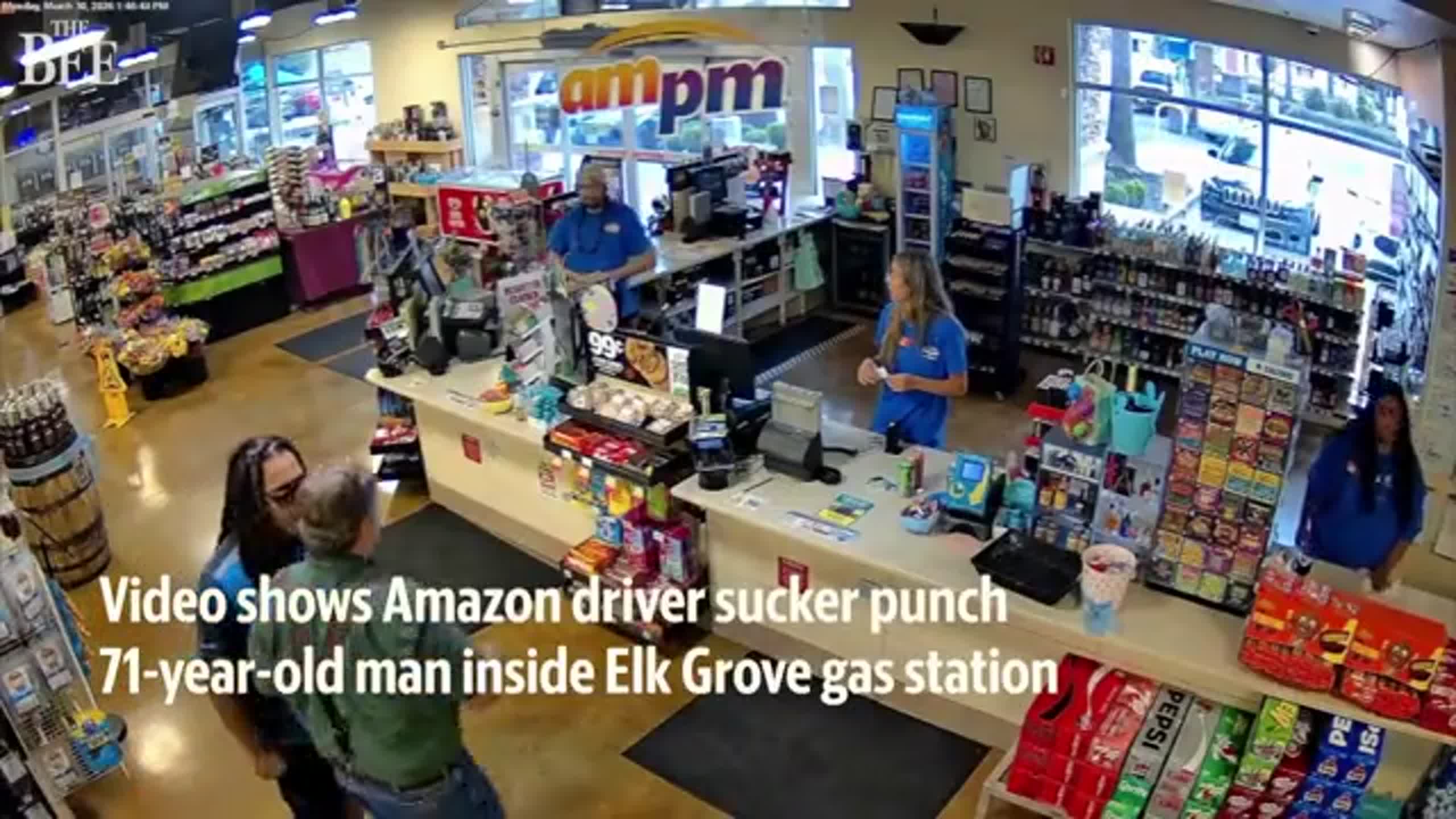 Amazon driver sucker punches man, 71, inside Elk Grove gas station