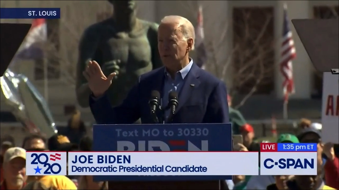 ‘These guys are doing exactly what Trump does’: Biden speaks over protesters in St. Louis