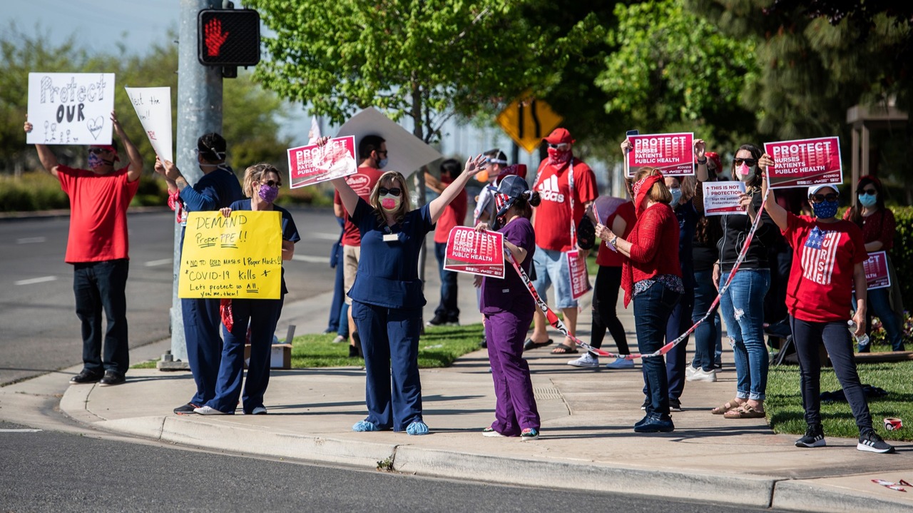 Mercy Merced nurses protest lack of equipment, say they need protection from coronavirus