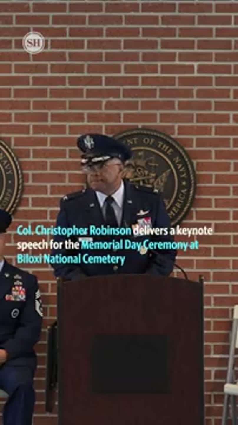 Col. Christopher Robinson delivers Memorial Day speech at Biloxi National Cemetery