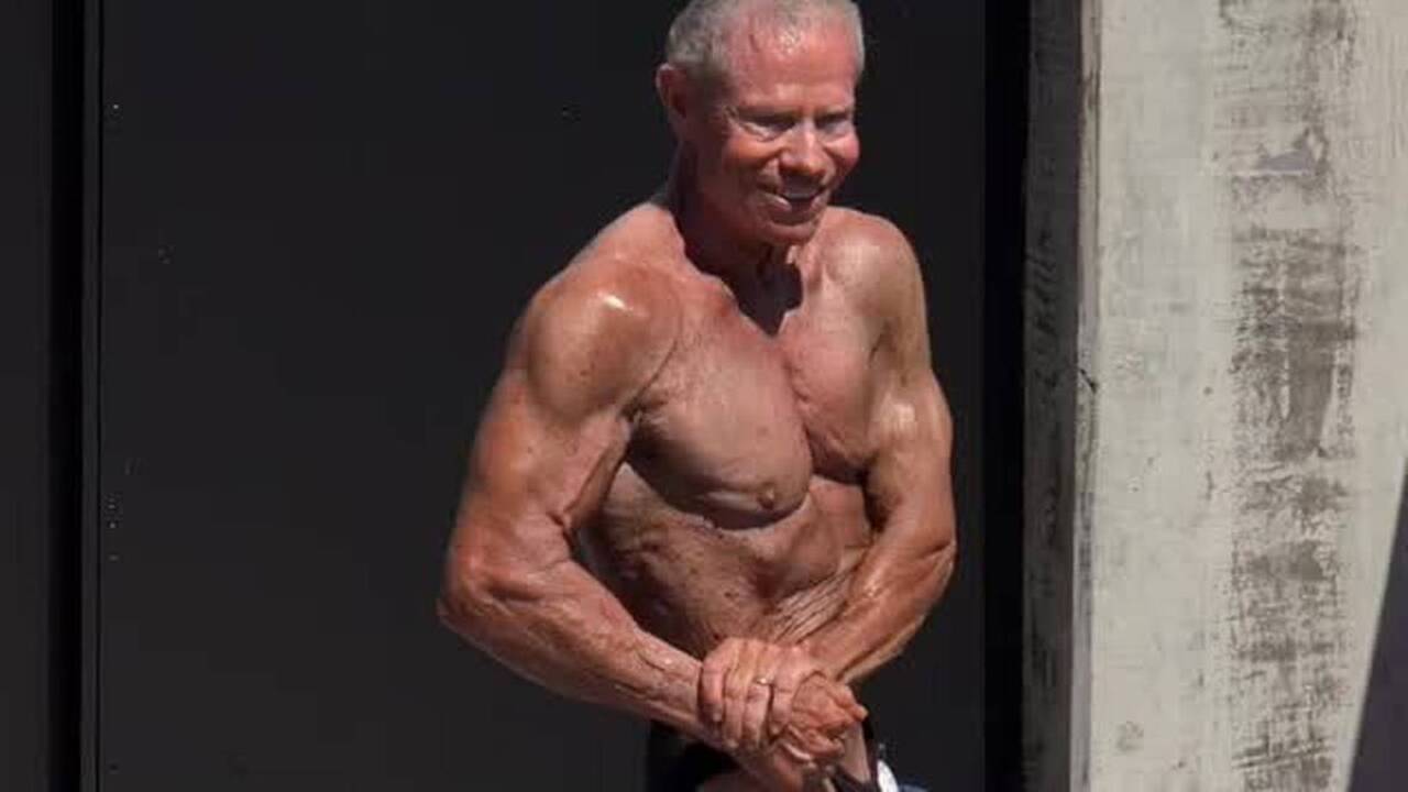 Watch world's oldest pro bodybuilder