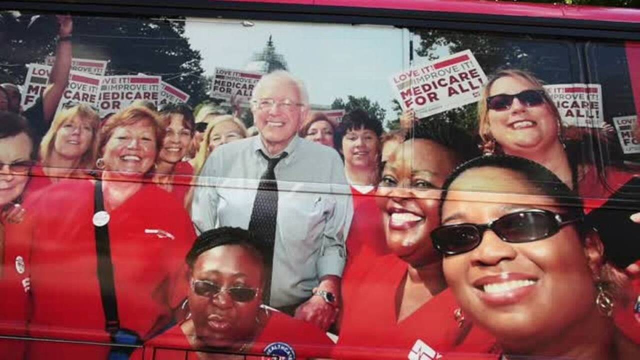 The big red Bernie Bus brings presidential campaign to Fresno