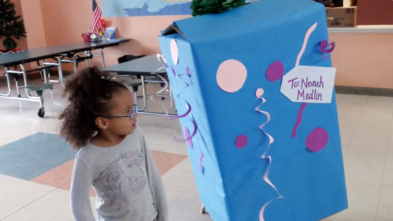 ‘Army Mommy’ pops out of box to surprise daughter on 6th birthday