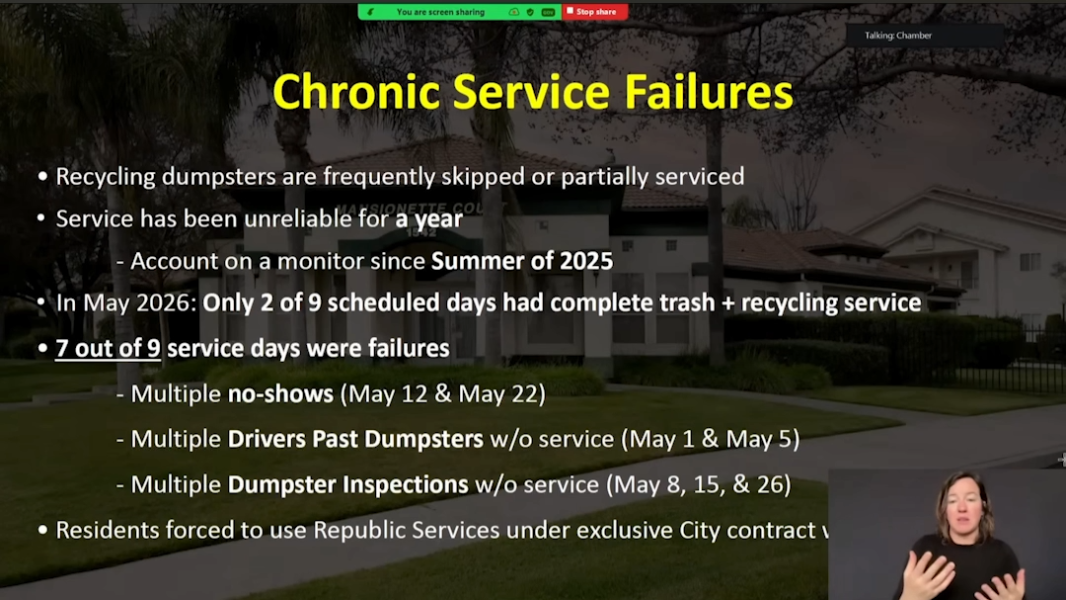 Resident complains to city about trash service