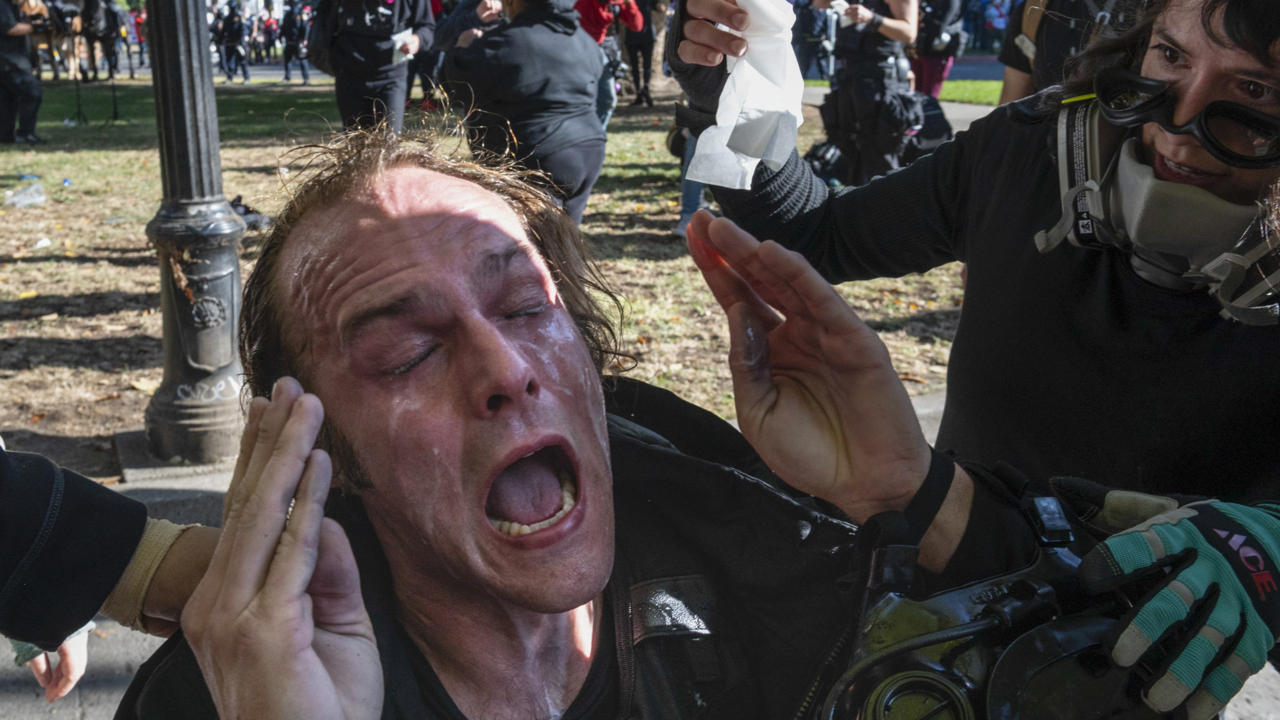 ‘They just kept spraying.’ See counter-protesters pepper-sprayed at Sacramento Trump rally