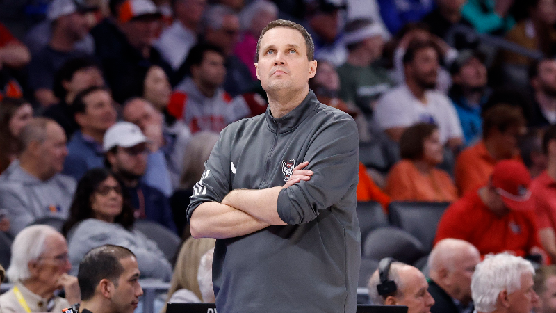 NC State coach Will Wade reacts when asked about LSU coaching job