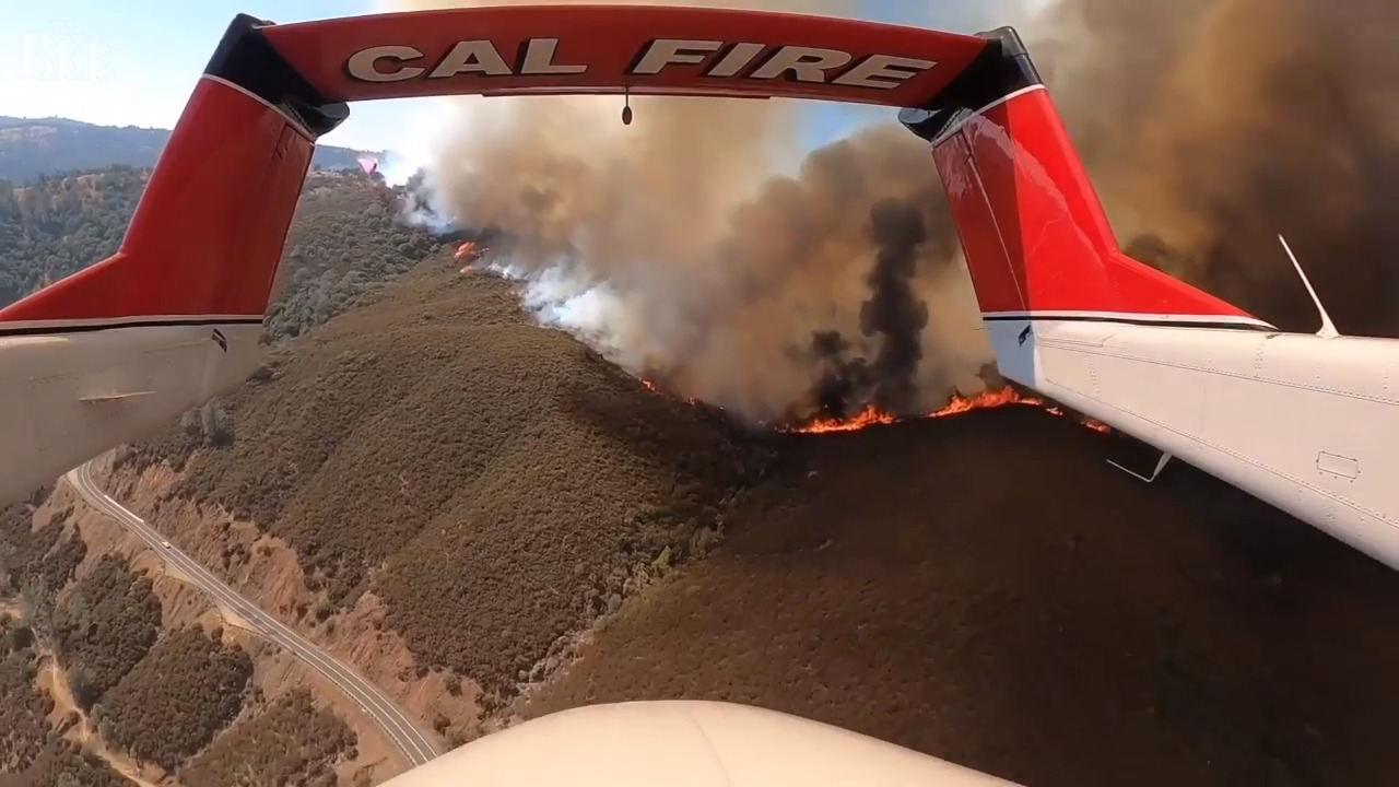 New aerial video shows rugged terrain, Auburn landmarks, planes attacking Bridge Fire