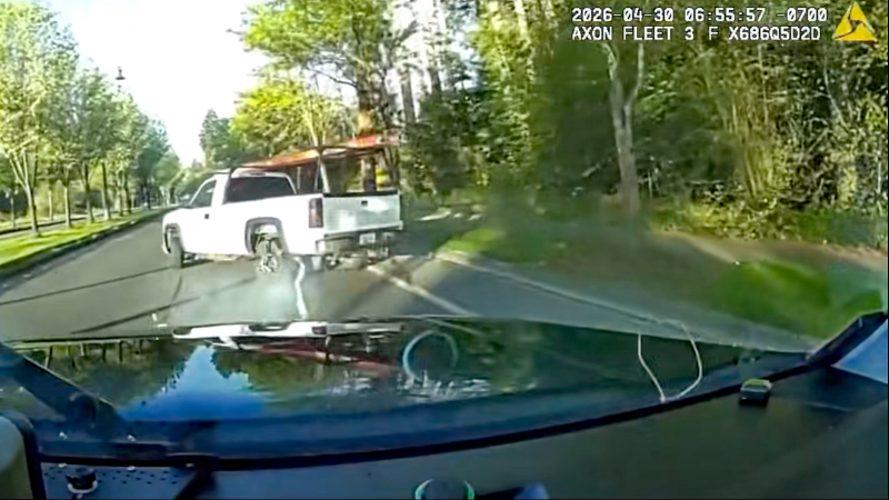 Thurston County Sheriff's Office uses grappler to stop woman fleeing with baby (video)