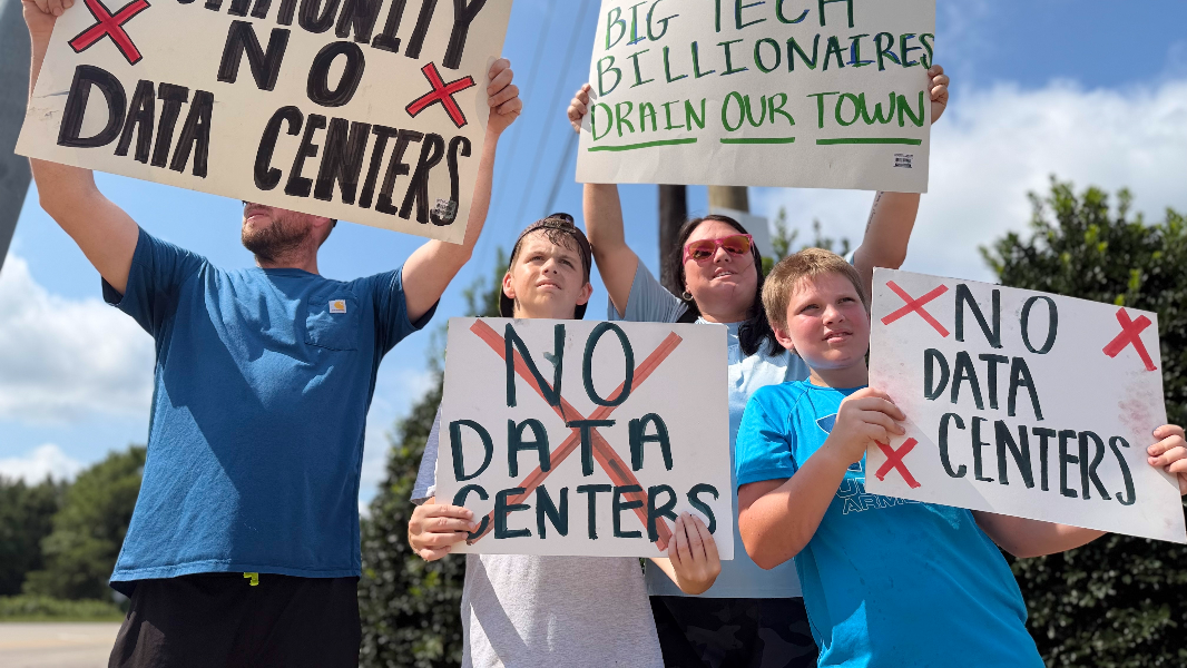 Data center protesters gather at Chester Walmart to demonstrate