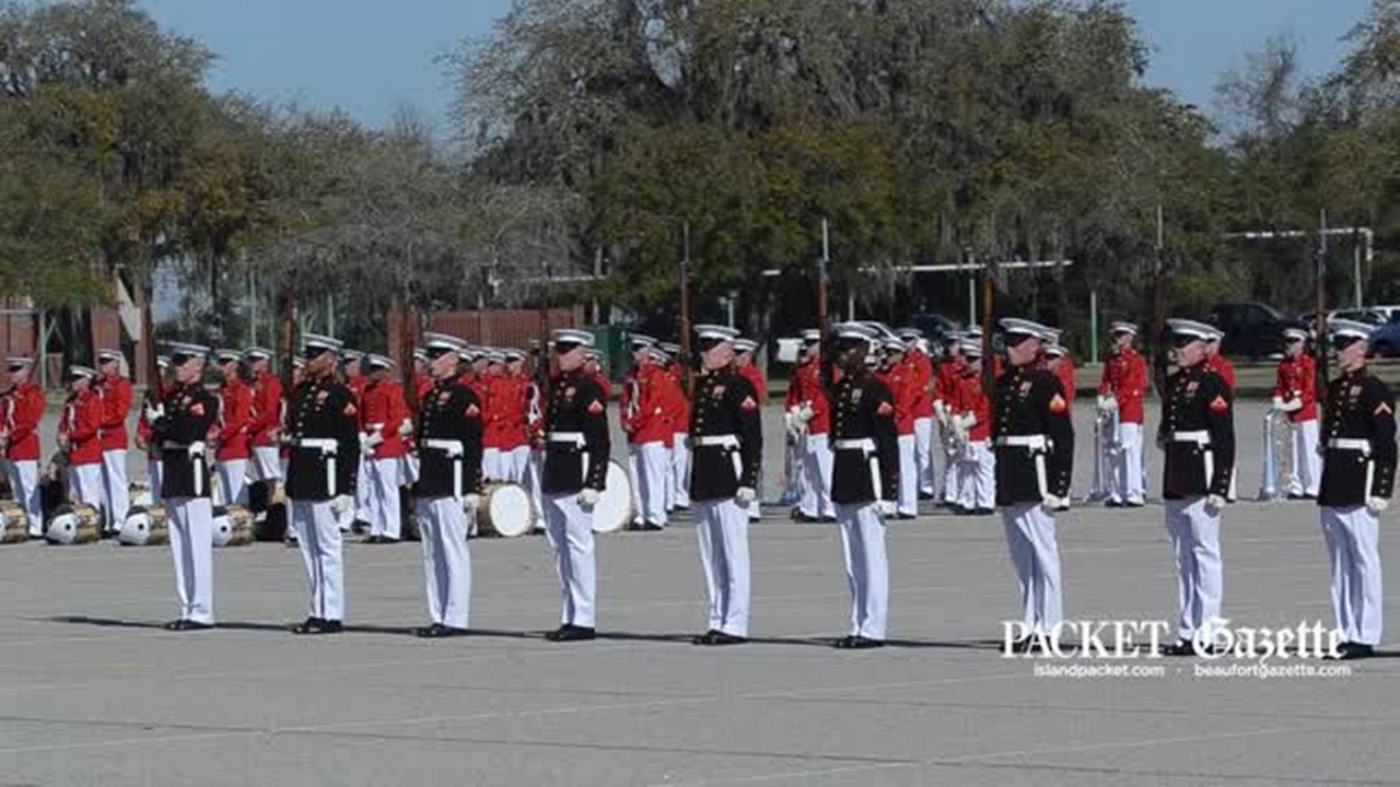 Marine Corps Battle Colors Detachment performs at Parris Island