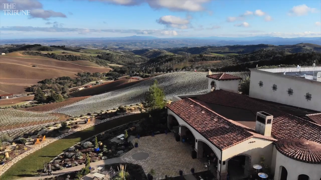 See mountaintop Daou Vineyard and Winery in Paso from the air