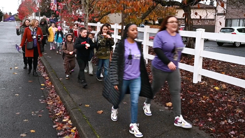 Birney Elementary students walk, talk to honor Ruby Bridges