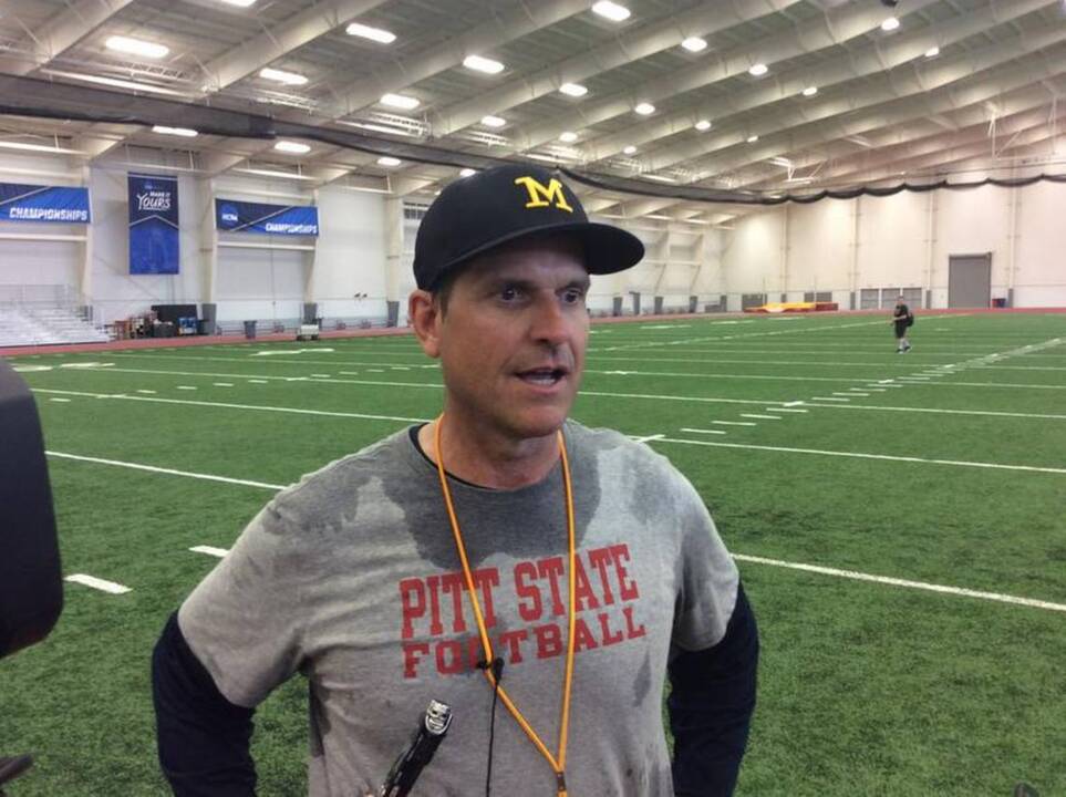 Michigan football coach Jim Harbaugh’s satellite camp tour hits Pittsburg