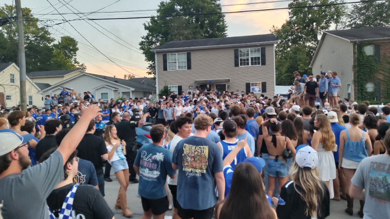 Kentucky fans celebrate on State Street after win over Texas A&M