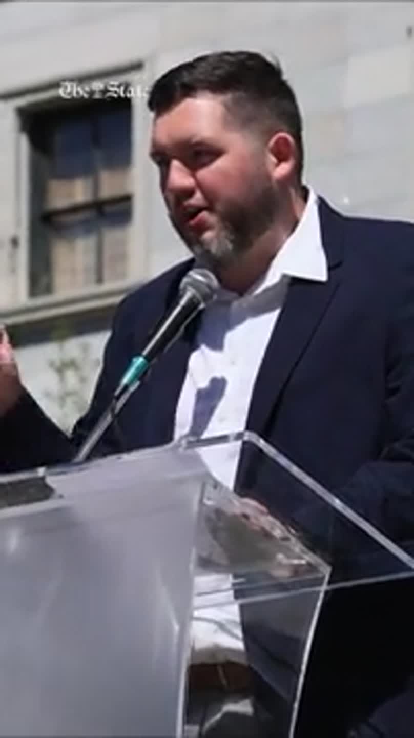 KJ Atwood speaks at No Kings protest