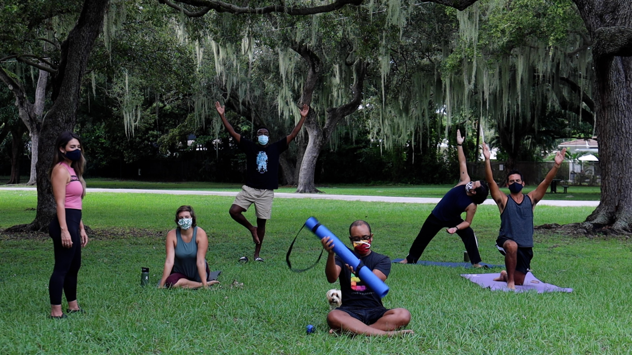 Dave Barry strikes a secret yoga pose and gets smashed with beer