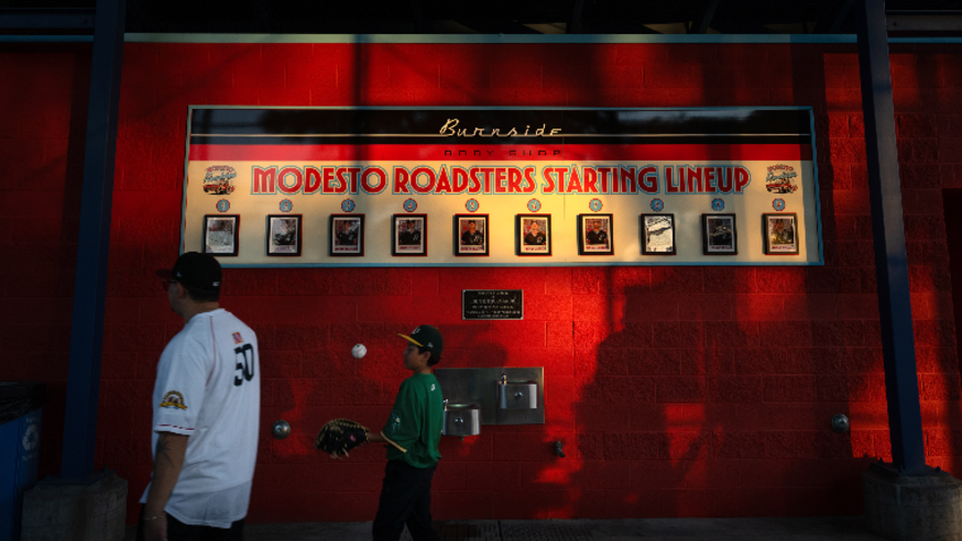Roadsters opening day: helicopter, baseball, and fireworks