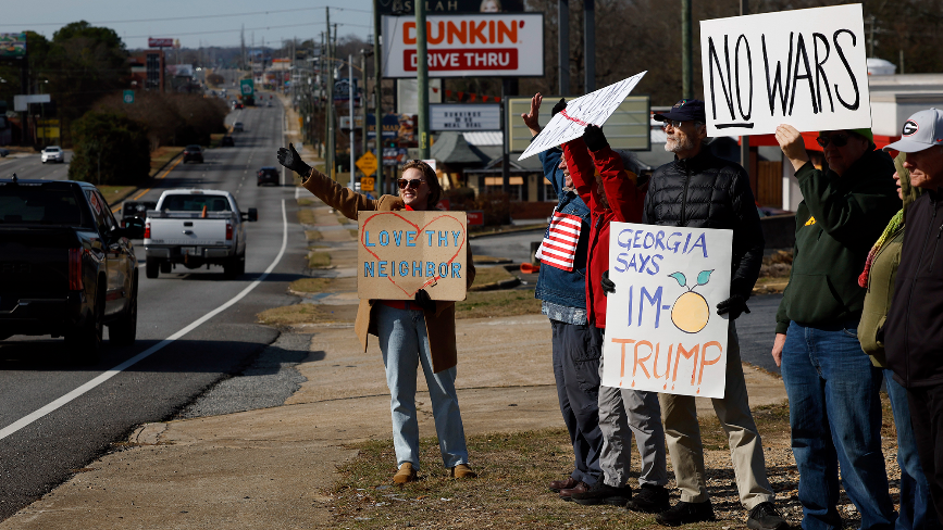 Protesters in Columbus demonstrate in support of Free America Walkout