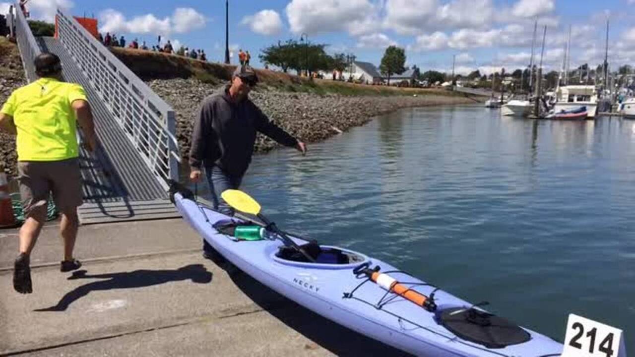 Ski to Sea kayakers take to the water on Bellingham Bay
