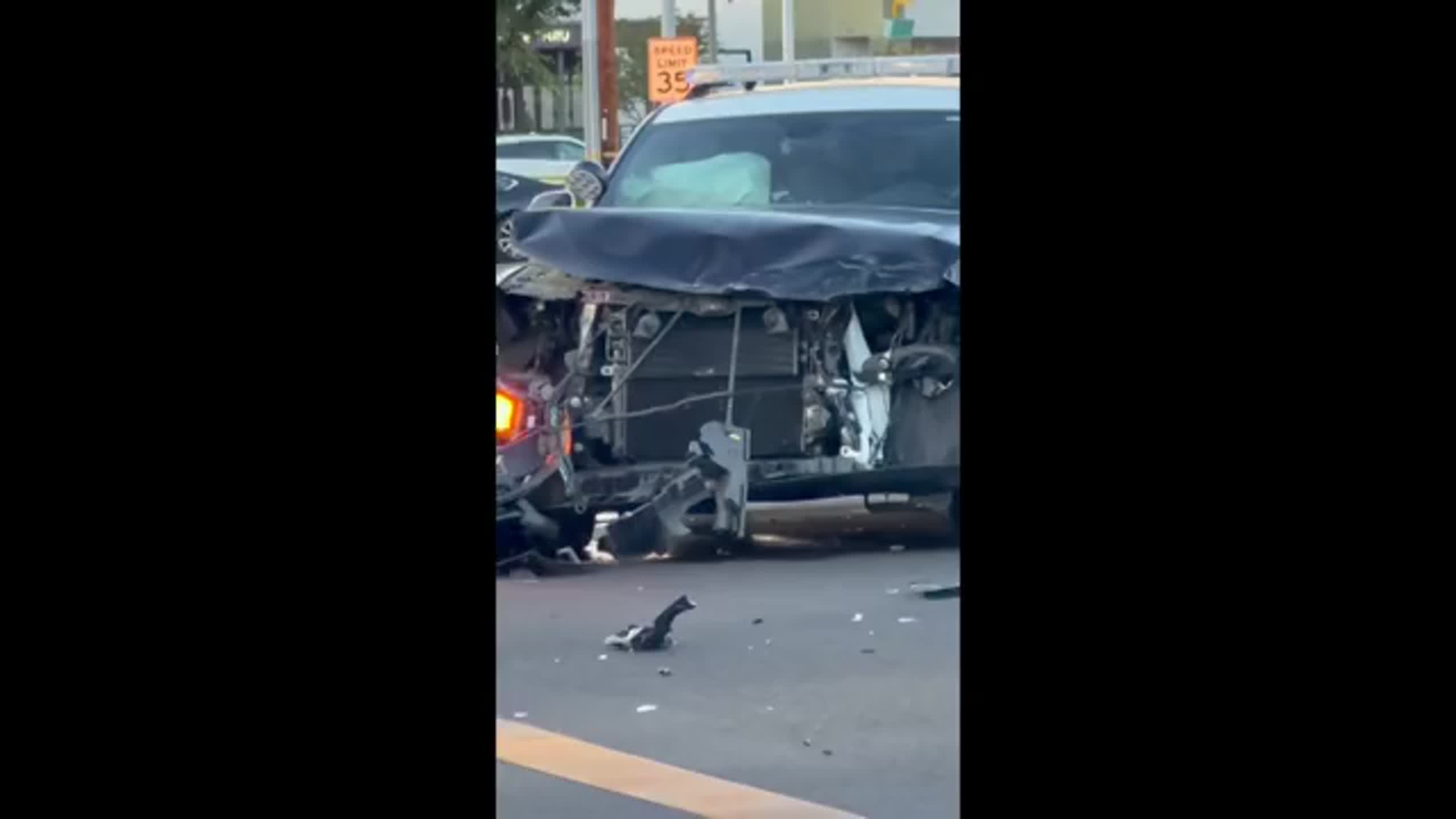 Police vehicle involved in crash at Fresno intersection
