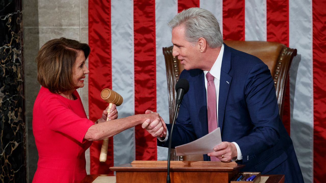 Nancy Pelosi retakes the gavel as the newly elected Speaker of the House