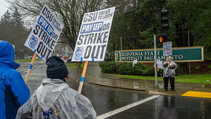 See Teamsters union members strike at Sac State over pay