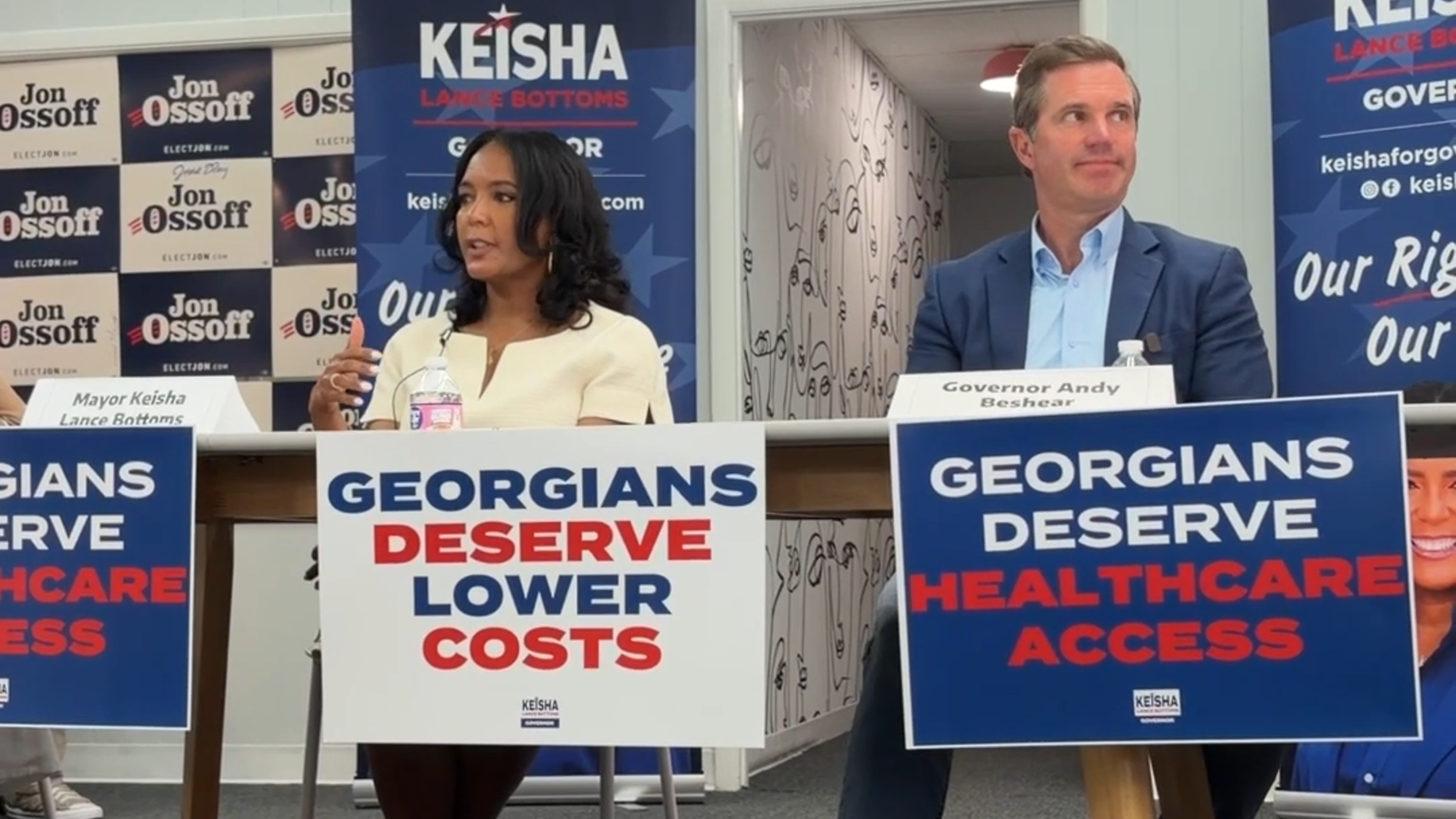 Kentucky Gov. Andy Beshear campaigns with Keisha Lance Bottoms in Warner Robins