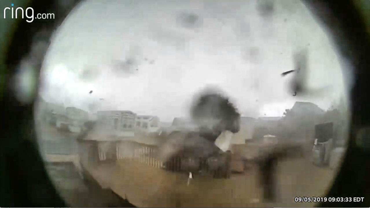 NC man watches tornado carry his house away during Dorian — from his doorbell camera