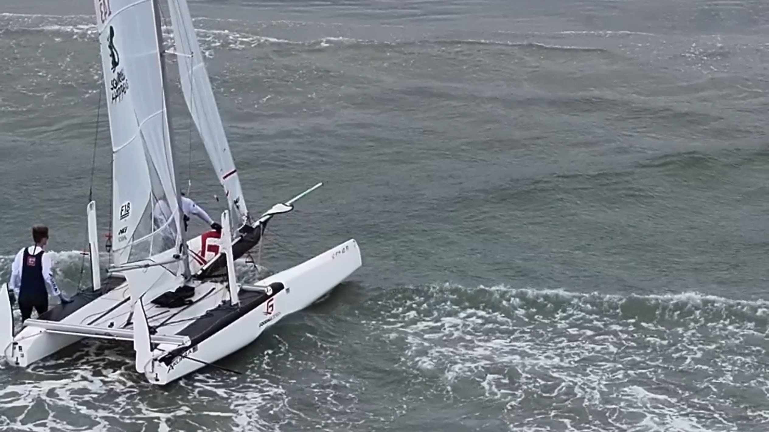 F18 racing boats launch and land from Hilton Head beach