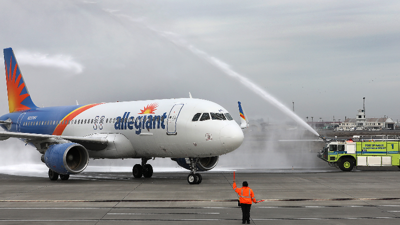 Water salute greets new Allegiant flight to the Tri-Cities