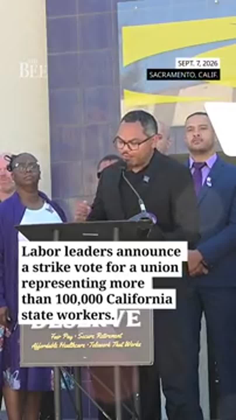 See labor leaders announce strike vote for largest California state worker union